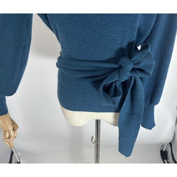 NWT Ryegrass Womens Large Teal Sweater Mock Neck Open Back Tie Button - Picture 13 of 16